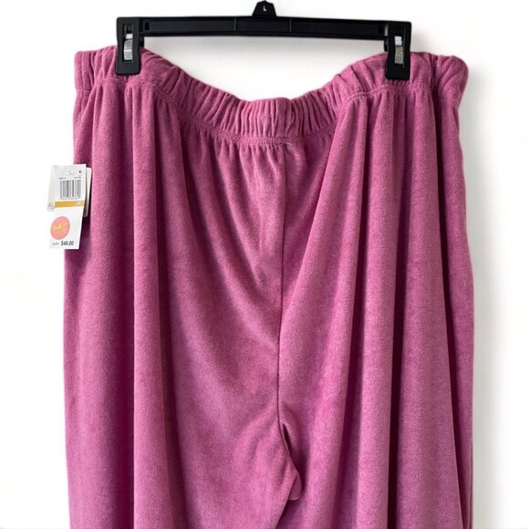 Rebellious One Trendy Plus Size Loop Terry Wide-Leg Pants - Pink, Size 3X, New - Picture 5 of 10